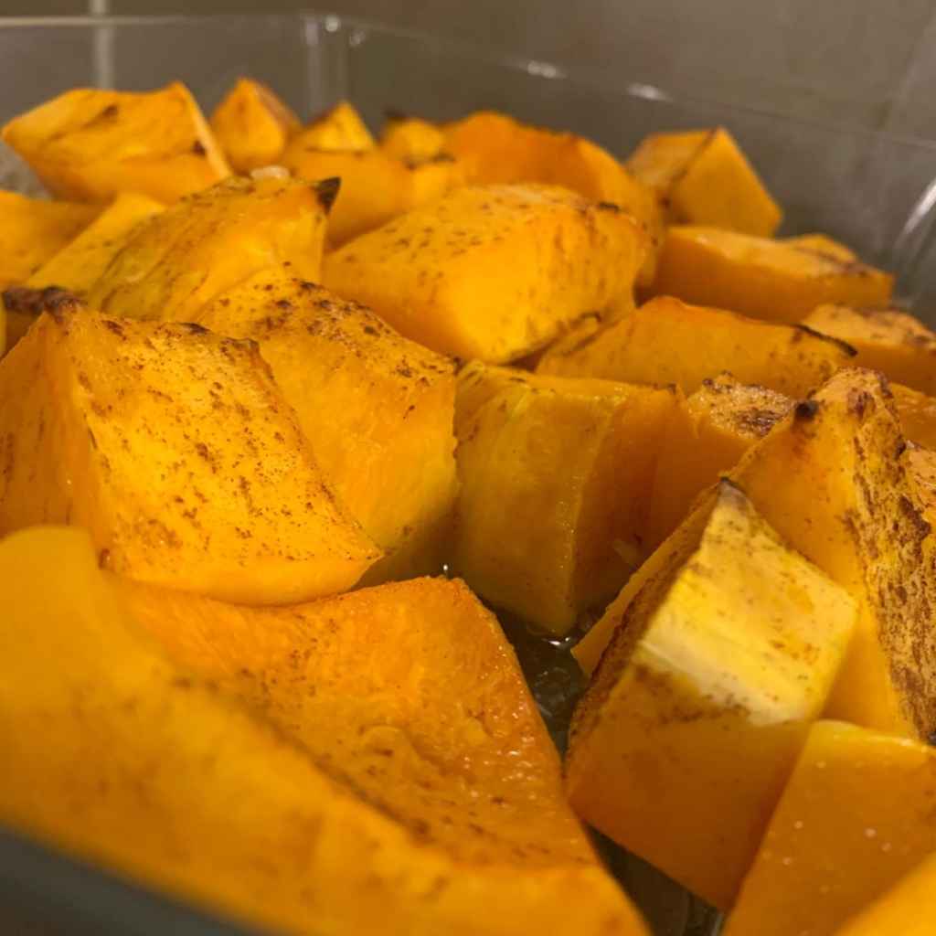 Butternut Squash after being cooked in the oven.